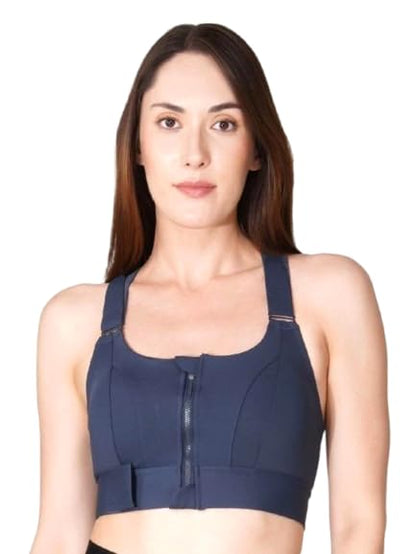 Kesar Lingeries Women's Padded Zip Front High-Support Sports Bra