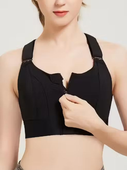 Kesar Lingeries Women's Padded Zip Front High-Support Sports Bra