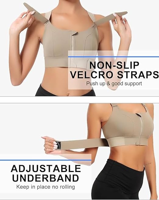 Kesar Lingeries Women's Padded Zip Front High-Support Sports Bra