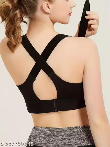 Kesar Lingeries Women's Padded Zip Front High-Support Sports Bra