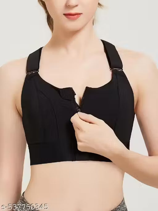 Kesar Lingeries Women's Padded Zip Front High-Support Sports Bra