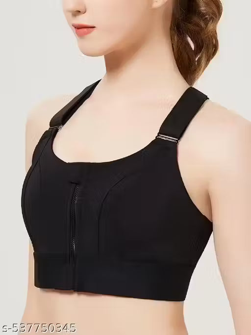 Kesar Lingeries Women's Padded Zip Front High-Support Sports Bra