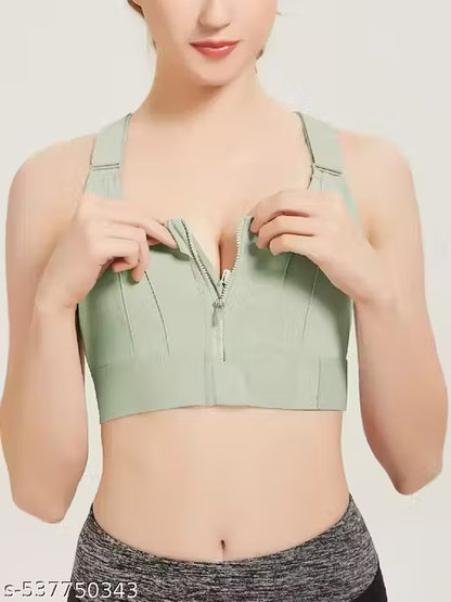 Kesar Lingeries Women's Padded Zip Front High-Support Sports Bra